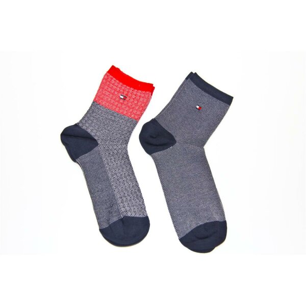 2 Pack Calzini In Maglia - Navy/Red - 35-38