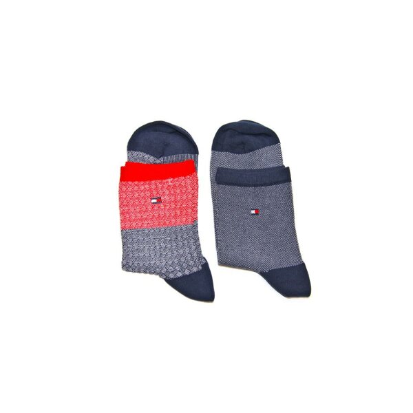 2 Pack Calzini In Maglia - Navy/Red - 35-38