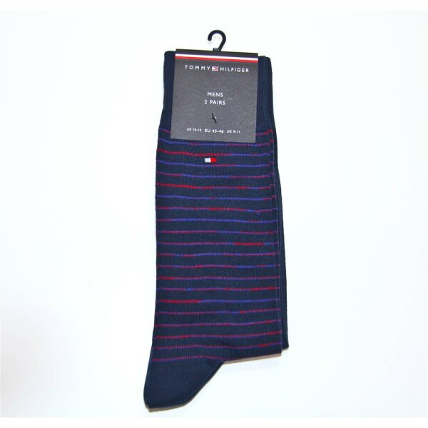 2 Pack Calzini A Righe Sottili - Navy/Red - 47-49