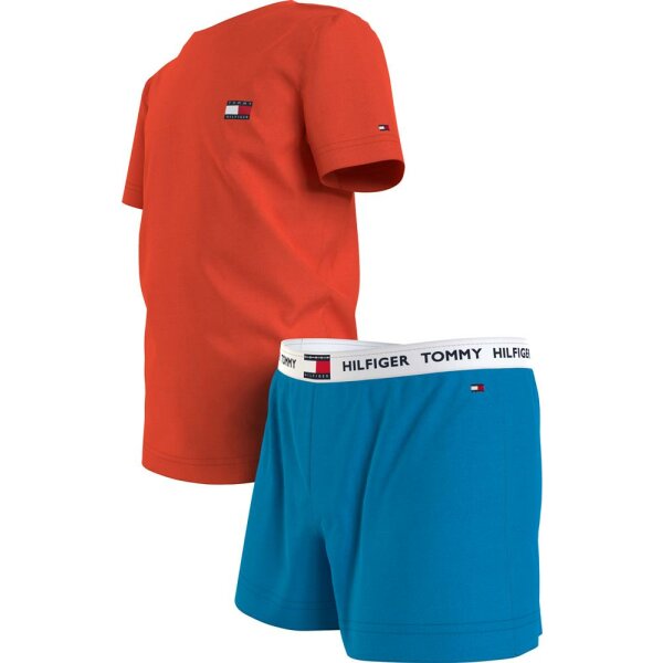 Tommy Hilfiger - Completo pigiama 1985 Collection con logo - shooking blue/deep orange - 10-12