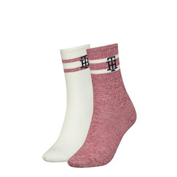 Tommy Hilfiger - TH Women Sock 2P Rib Monogram - rouge combo - 39-42