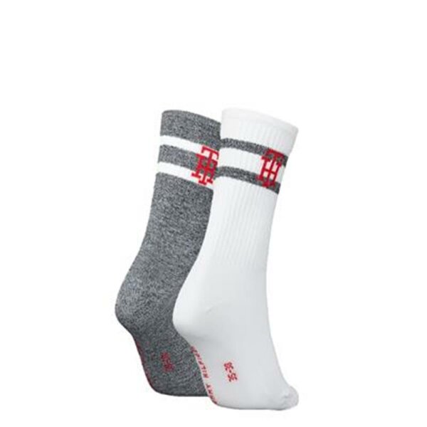 Tommy Hilfiger - TH Women Sock 2P Rib Monogram - navy combo - 35-38