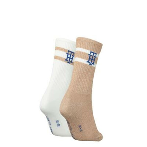 Tommy Hilfiger - TH Women Sock 2P Rib Monogram - khaki combo - 35-38