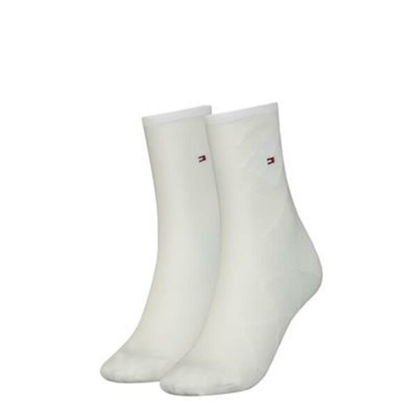 Tommy Hilfiger - TH Women Sock 2P Shiny Argyle - off white - 35-38