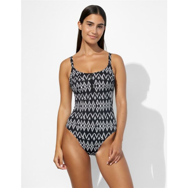 Zigzag Companions - Badeanzug - black cream - 70D (38D)