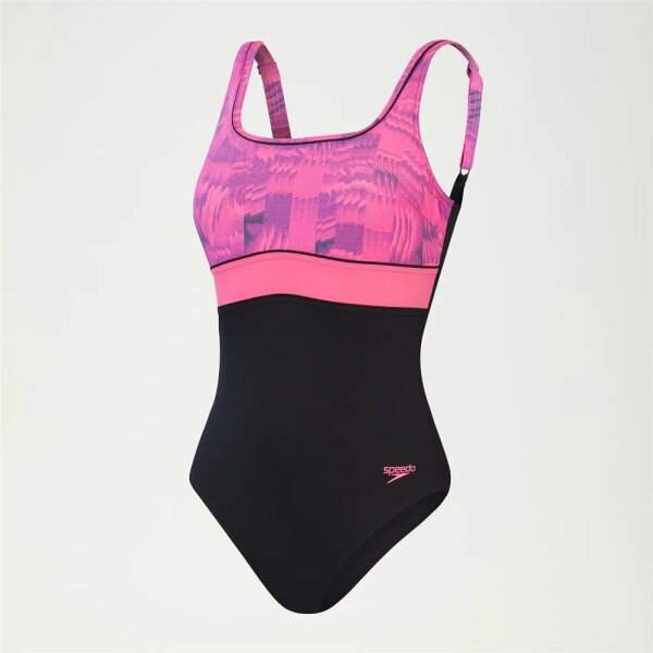 Speedo - Womens Shaping Contour Eclipse Printed - BLACK/BLOOMIOUS PINK/CUPI - IT48/DE42