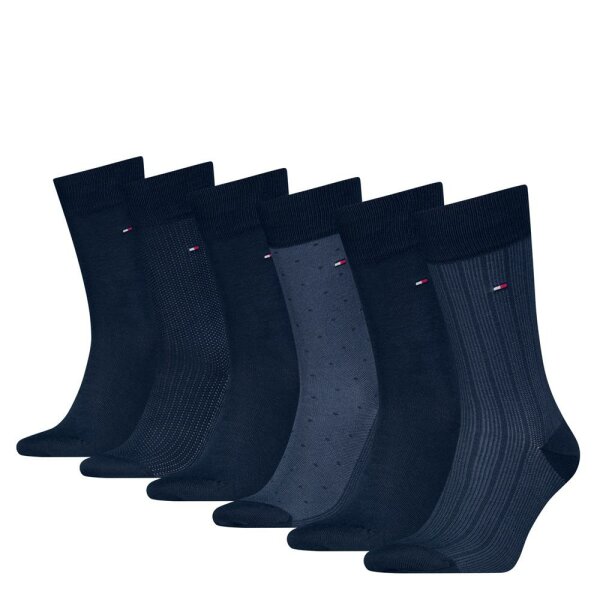 Tommy Hilfiger - TH MEN SOCK 6P TIN GIFTBOX BIRDSEYE - navy - 43-46