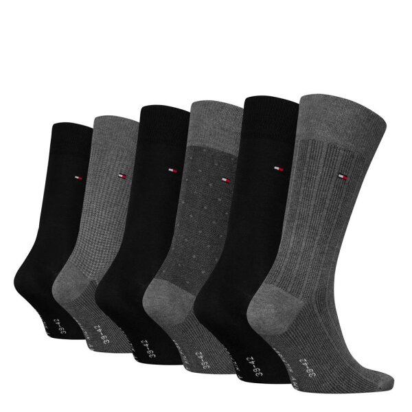 Tommy Hilfiger - TH MEN SOCK 6P TIN GIFTBOX BIRDSEYE - dark grey melange - 39-42